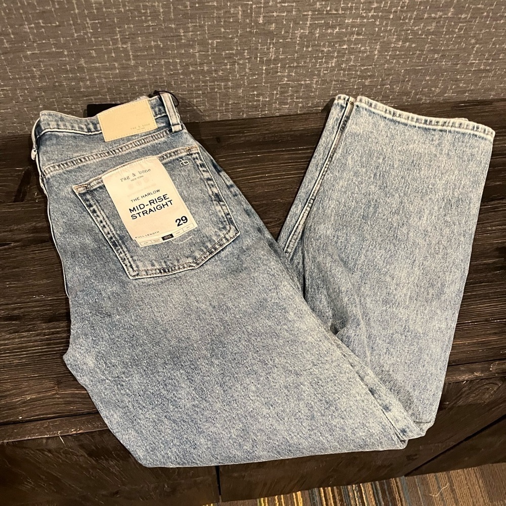 NWT Rag and Bone Harlow Straight Leg Jeans Delaney Light Blue 29 - Picture 5 of 7